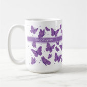 Mug Papillons Violets & Points Nom Personnalisé Monogr (Gauche)