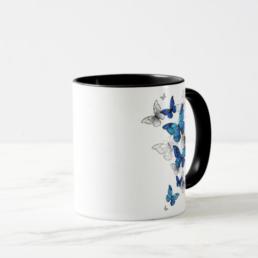 Mug Papillons volants bleus Morpho (Devant droit)