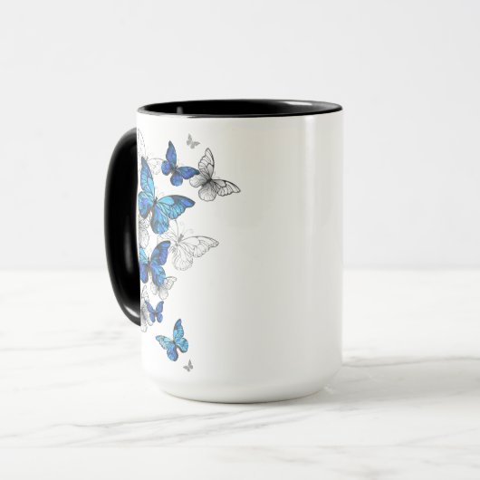 Mug Papillons volants bleus Morpho (Devant gauche)