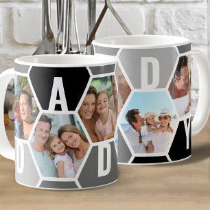 Mug Papou Modifiable 5 Photo 5 Lettres Nid d'abeille