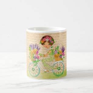 Mug Pâques fleurit la bicyclette avec des chiots de