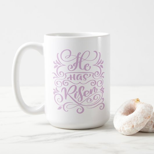 Mug Pâques Il A Risqué Christian Script Lavender (Avec donut)
