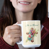 Mug Pâques "Il est ressuscité" Croix florale