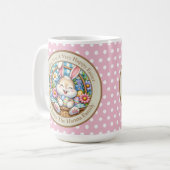 Mug Pâques joyeuses avec du lapin mignon, des oeufs et (Devant gauche)