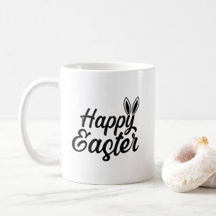 Mug Pâques Joyeuses, Oreilles Lapines Sur Texte Noir