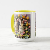 Mug Pâques lapins de vacances Tulipes Daffodils Daisée (Devant gauche)