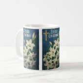 Mug Pâques Lys Fleurs, Vintage Religieux Pâques (Devant gauche)