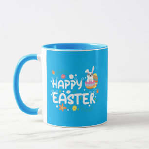 Mug Pâques, Oeufs, Lapin & Fleurs Joyeux