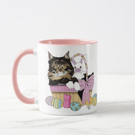 Mug Pâques Panier Tabby Kitten (Gauche)