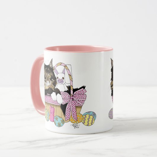 Mug Pâques Panier Tabby Kitten (Devant gauche)