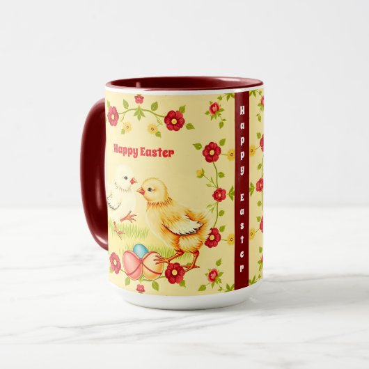 Mug Pâques Vintage Collection de vacances de poulet (Devant gauche)