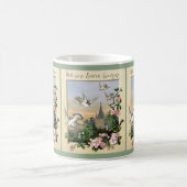 Mug Pâques vintage, colombes blanches et fleurs (Centre)