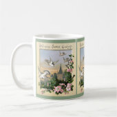 Mug Pâques vintage, colombes blanches et fleurs (Gauche)
