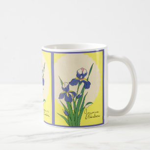 Mug Pâques vintage, fleurs d'iris de jardin violettes