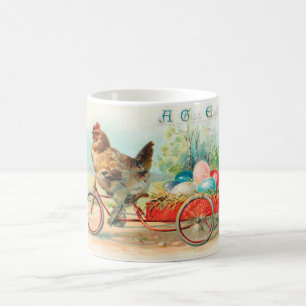 Mug Pâques vintage Poulet à vélo Oeuf de Pâques