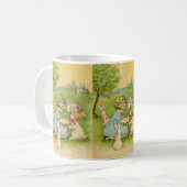Mug Pâques vintages, Bonnet fille sur lapin lapin (Devant gauche)