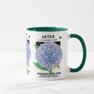 Mug Paquet de semences vintage, Fleurs d'aster violet