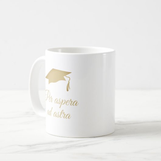 Mug Par aspera ad astra Latin Citation Golden Script (Devant gauche)