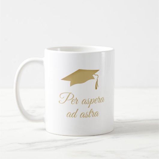 Mug Par aspera ad astra Latin Citation Golden Script (Gauche)