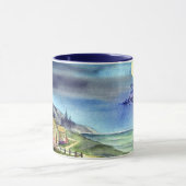 Mug Par la lumière de l'aquarelle de la lune d'argent (Centre)