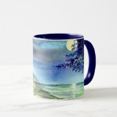 Mug Par la lumière de l'aquarelle de la lune d'argent (Devant droit)