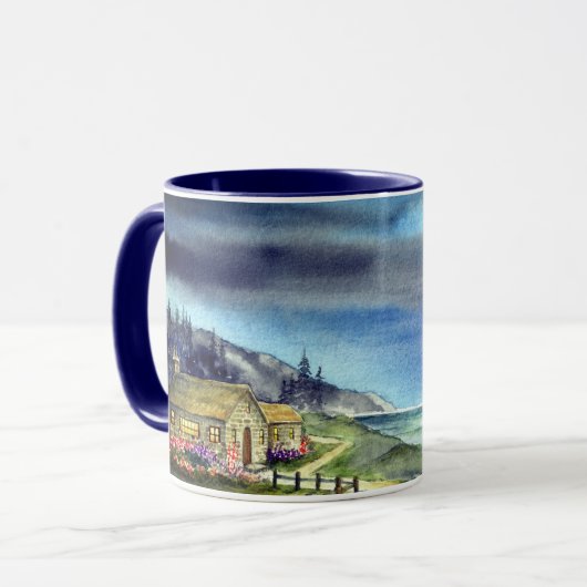 Mug Par la lumière de l'aquarelle de la lune d'argent (Devant gauche)