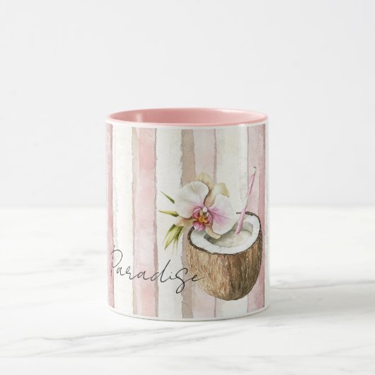Mug Paradis Crème Rose Fleur d'Orchidée Tropicale à la (Centre)