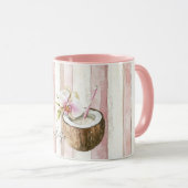 Mug Paradis Crème Rose Fleur d'Orchidée Tropicale à la (Devant droit)
