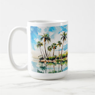 Mug Paradis insulaire des Caraïbes Aquarelle Palmiers