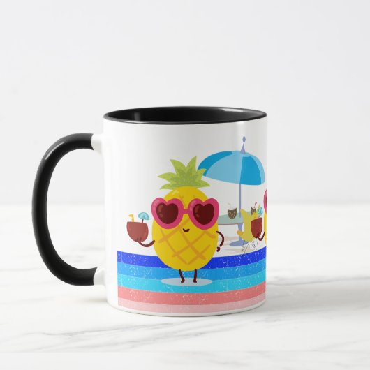 Mug Parapluie de noix de coco d'ananas Vibes de plage  (Gauche)