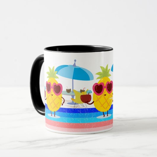 Mug Parapluie de noix de coco d'ananas Vibes de plage (Devant gauche)