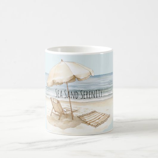 Mug Parapluie de plage océan mer sable sérénité (Centre)