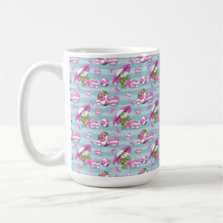 MUG PARAPLUIE DE PLAGE ROSE ET BLANC BALLS SACS FLEURS