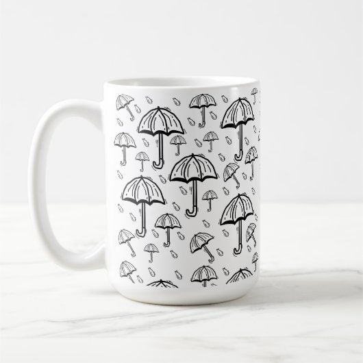 Mug parapluie dessiné à la main et pluie (Gauche)