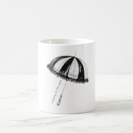 Mug Parapluie noir blanc Pluie (Centre)