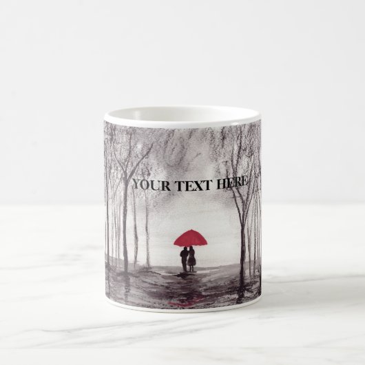 Mug Parapluie rouge couple d'amour 24 heures sur 24 (Centre)