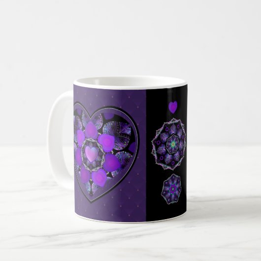 Mug Parapluie violet & coeurs .7 (Devant gauche)