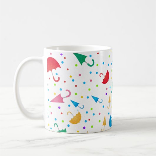 Mug Parapluies colorés et motif confettis (Gauche)