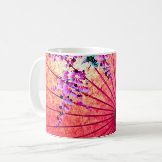 Mug parasol oriental japonais floral rose (Devant gauche)