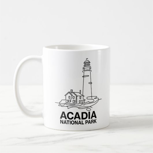 Mug Parc national Acadia Phare Line Art (Gauche)