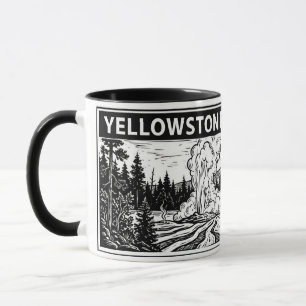 Mug Parc national de Yellowstone Noir Blanc Gravure su