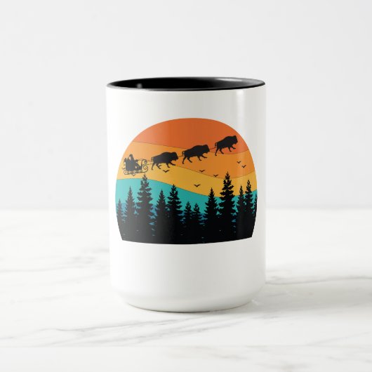 Mug Parc national Retro Buffalo Bison Noël (Centre)