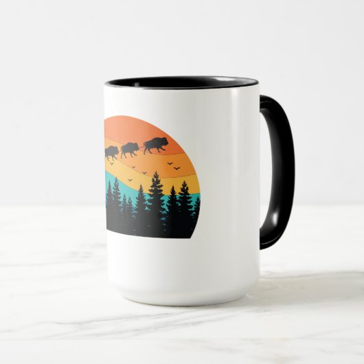 Mug Parc national Retro Buffalo Bison Noël (Devant droit)