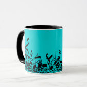 Mug Parce que musique - Notes musicales Black Turquois (Devant gauche)