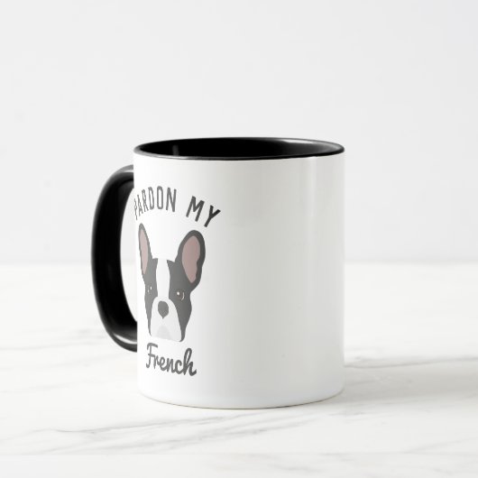 Mug Pardonnez mon chien français noir et blanc (Devant gauche)