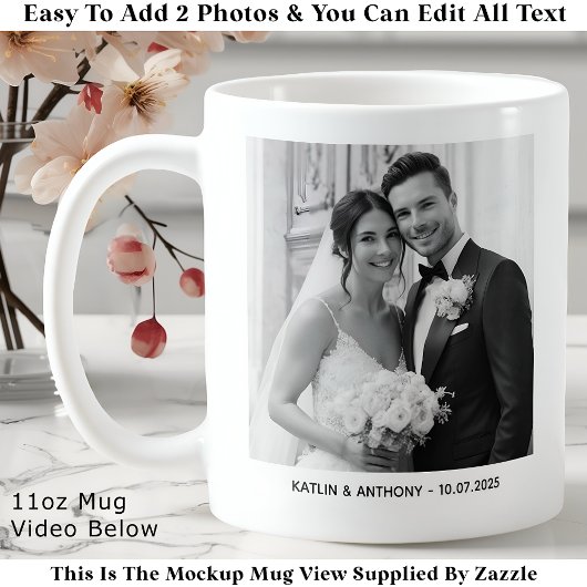 Mug Parents & Couple Minimalist Two Photo Wedding