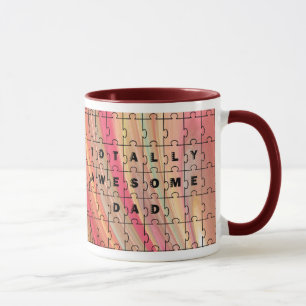 Mug Parfait Papa Puzzle Texte rose/Motif Brown
