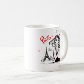 Mug Paris & Café, rouge (Devant droit)