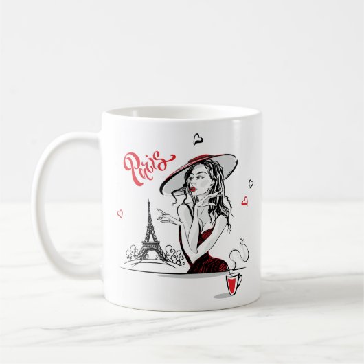 Mug Paris & Café, rouge (Gauche)