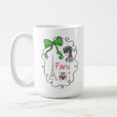Mug Paris Coquette Tour Eiffel Café Green Bow Frame (Gauche)